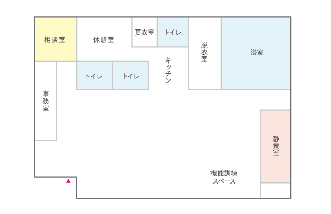 はなまるデイサービス武蔵浦和のフロア見取り図